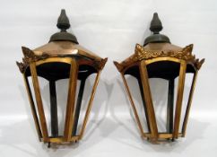 Pair of 19th century copper Windsor lanterns,