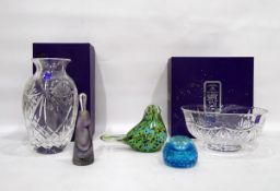 Boxed Edinburgh Crystal cut vase and bowl,