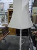 White painted standard lamp with shade