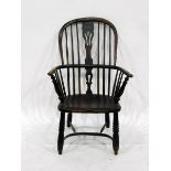 Late 18th/early 19th century ash framed and elm seated spindle back chair with pierced splat and