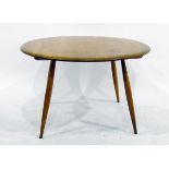 Mid 20th century circular coffee table on tapering supports,