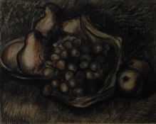 20th century school Charcoal study Still life of fruit, unsigned, 33cm x 43.
