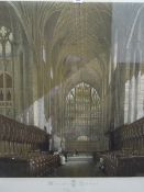 19th century by E T Dolby Handcoloured lithograph Gloucester cathedral,