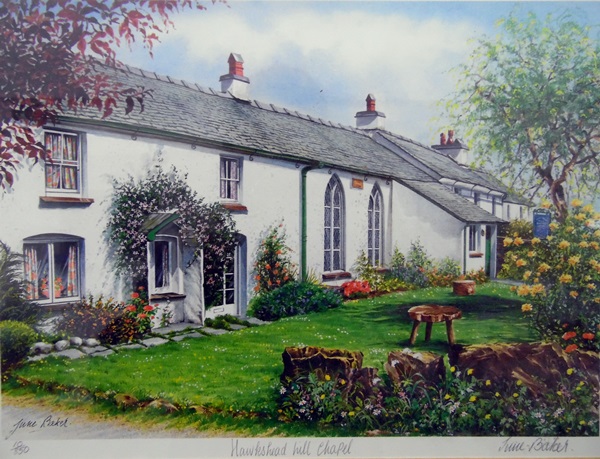 After June Baker Limited edition colour print Hawkshill Head Chapel,