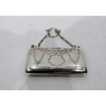 Early 20th century silver finger purse with engraved decoration, Birmingham, maker's JO Ltd 1916,