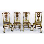 Set of six French parcel gilt cane-seated dining chairs (6)