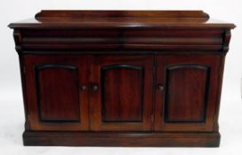 Victorian-style mahogany side cupboard with moulded edge, two frieze drawers,