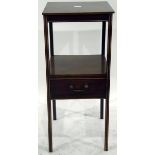 Edwardian mahogany and line inlaid bedside table fitted a drawer to mid-stage