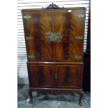 20th century cocktail cabinet in the Chinese style, with metal mounts and metal escutcheon,