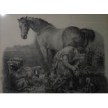 Blanche Needham (after Edwin Henry Landseer) Pencil drawing and wash "Shoeing the Bay Mare",