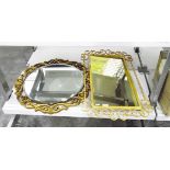 Modern circular gilt framed mirror and another rectangular (2)