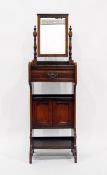 Late Victorian mahogany gentleman's shaving stand with bevelled swing frame mirror, frieze drawer,
