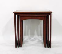 Mid-20th century rectangular nest of three tables with glass inset top,