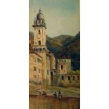 Early 20th century English school Watercolour Continental scene with church and other buildings