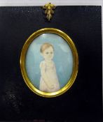 19th century miniature on ivory "Little Edward Yorke", half-length portrait, oval, 6cm x 4.
