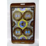 Rectangular inlaid and butterfly tray,