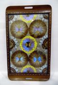 Rectangular inlaid and butterfly tray,