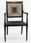 Regency chinoiserie lacquered elbow chair