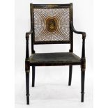 Regency chinoiserie lacquered elbow chair
