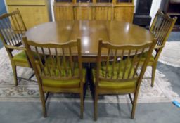 Stag extending dining table and set of matching Stag dining chairs (two carvers) (7)