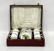 Paragon china coffee service 'Bouquet' pattern (boxed) with EPNS coffee spoons having green coffee