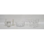 Set of six Kings College, Cambridge 1982 wine glasses, two miniature decanters,