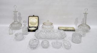 Two glass decanters,