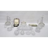 Two glass decanters,