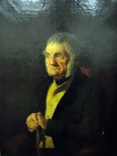 G Duval (19th century school) Oil on canvas Half length portrait of elderly gentleman seated with