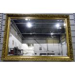 Modern rectangular gilt coloured framed wall mirror,