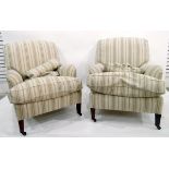 Pair of Howard style upholstered armchairs by Stephen Perkins of Cirencester on straight supports