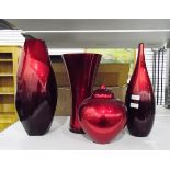 Four various lustre glass vases and ornaments