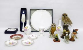 W Goebel model bird, a Goebel model barn owl, other model birds, Staffordshire china,