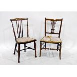 Small spindleback chair with upholstered seat and another small chair (2)