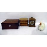 S Myott, London, Stradlings of Cirencester mantel clock, a miniature chest of drawers,