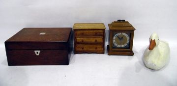 S Myott, London, Stradlings of Cirencester mantel clock, a miniature chest of drawers,