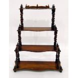 Victorian mahogany whatnot, of four open shelves with turned spiral supports,