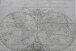 Louis Brion de la Tour after Jaillot Handcoloured engraved map "Mappe-Monde Geo-Hydrographique...