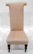 White and pink striped upholstered prieu-dieu chair,