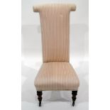 White and pink striped upholstered prieu-dieu chair,