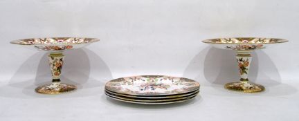 Derby style porcelain dessert service, floral pattern,