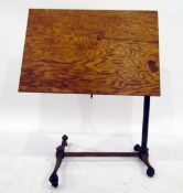 Victorian oak rectangular-topped adjustable table by Aikman Blair, Edinburgh, on cast iron base, 67.