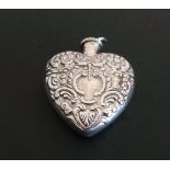 Silver rococo design heart-shaped scent/perfume bottle,