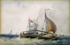 Attributed to George Cattermole (1800-1868) Watercolour drawing "Hay Barge",boats in choppy seas,