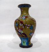 Chinese cloisonne vase, baluster-shaped, decorated with blossom and birds,