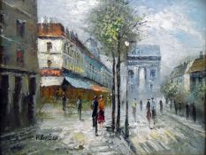 V Bergen Oil on canvas Paris scene, signed lower left,