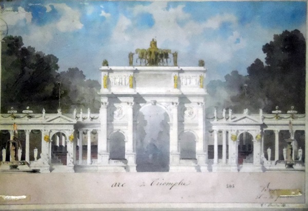 Colour print after the original watercolour drawing of Arc de Triomphe, no.