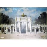 Colour print after the original watercolour drawing of Arc de Triomphe, no.