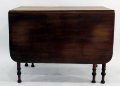 19th century mahogany drop-flap dining table with ring turned legs,