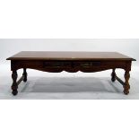 Modern rectangular top coffee table with moulded edge, two frieze drawers,